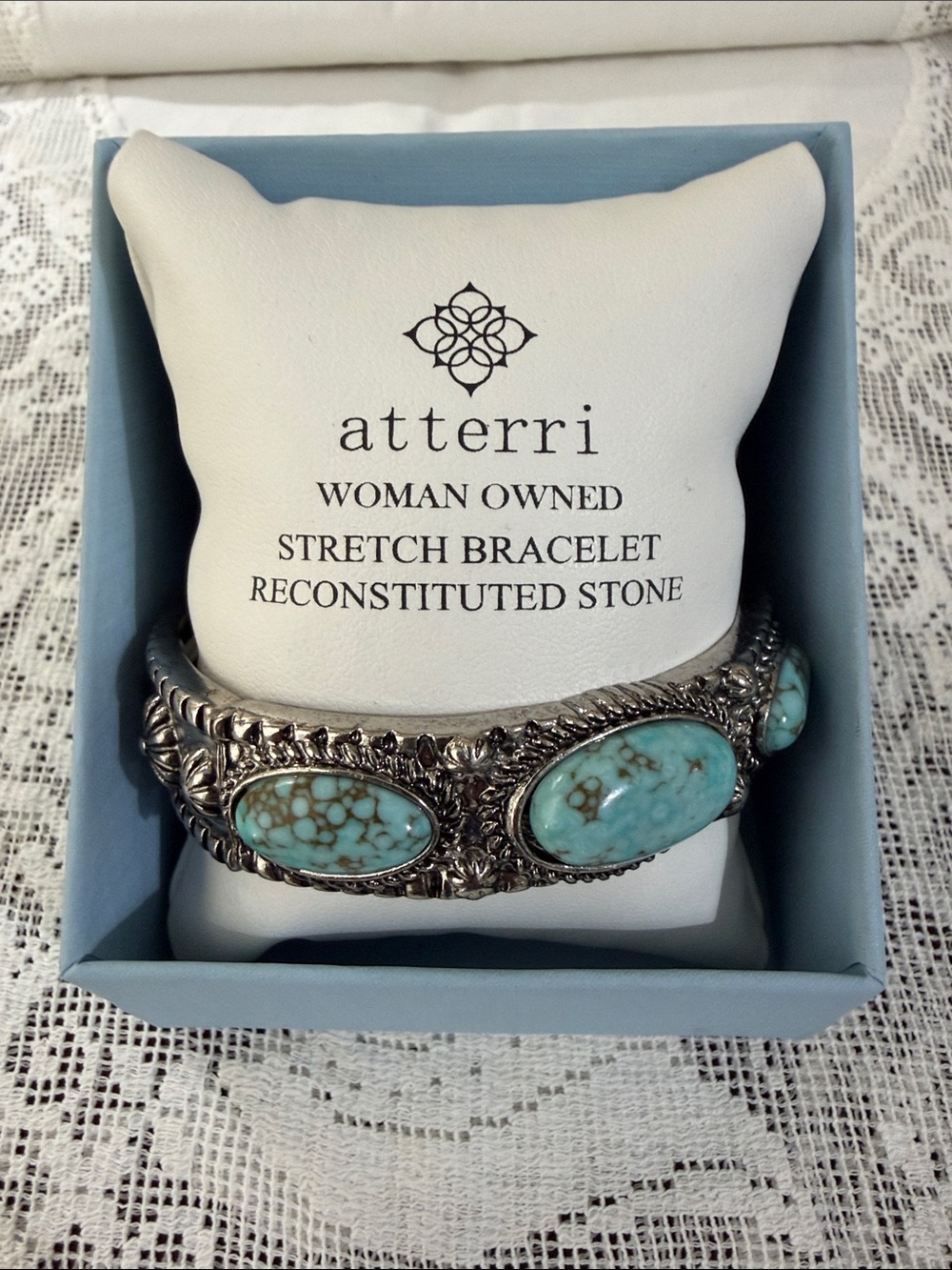 atterri Turquoise Stretch Bracelet with Silver-Tone Accents